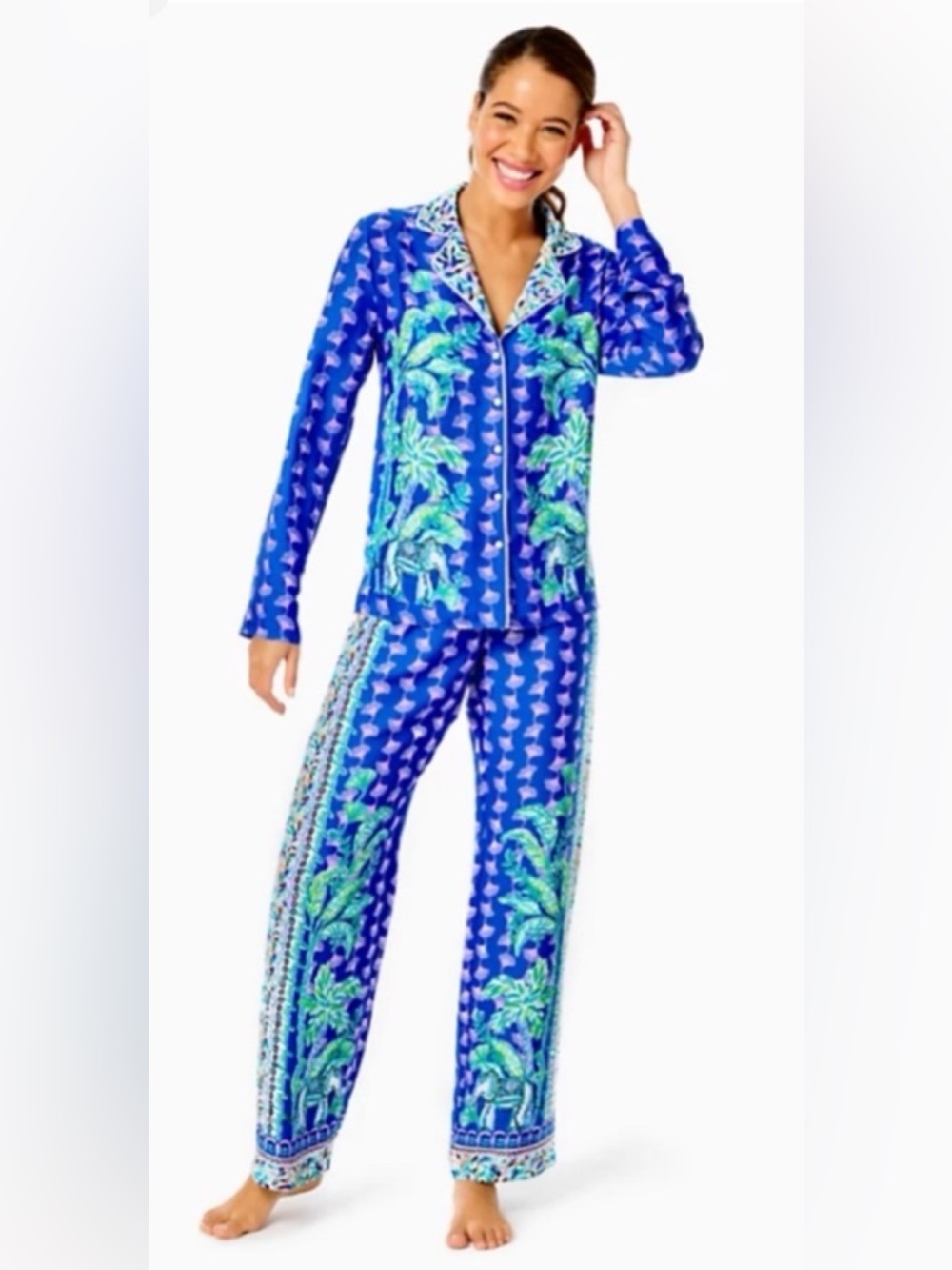 Lilly Pulitzer NWOT Blue Grotto Fan Favorite Engineered Lounge set/Pajamas